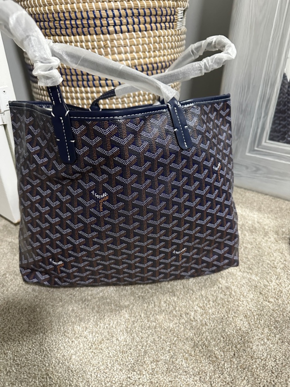 Navy Patterned Tote Bag